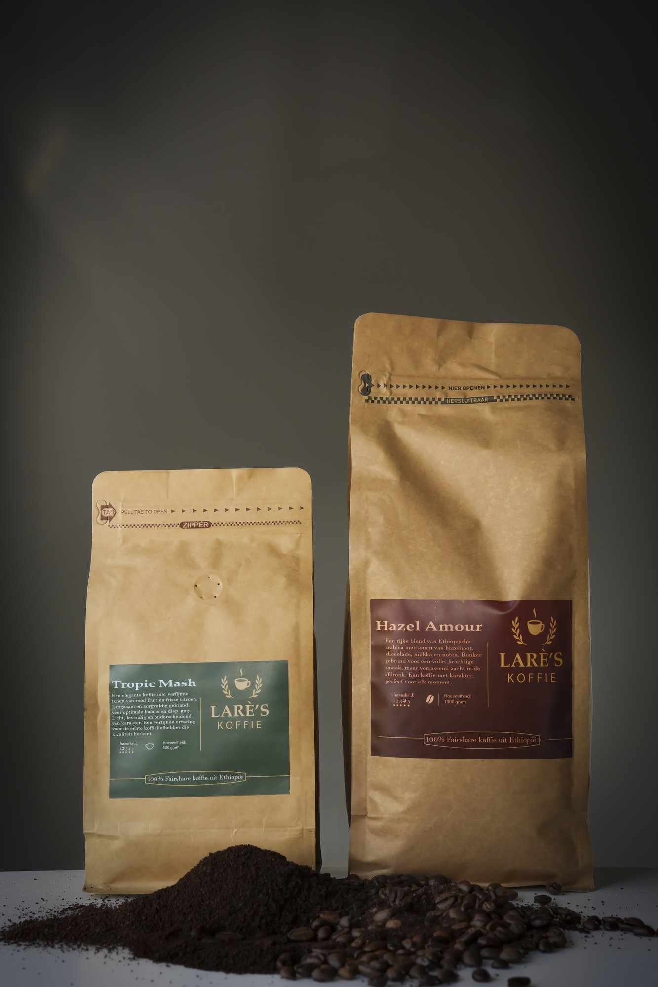 Koffieverpakkingen van Larè's Koffie